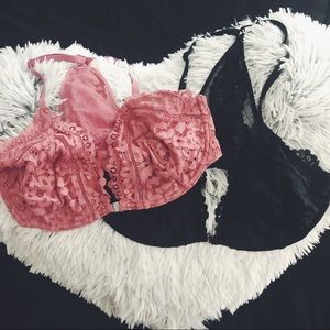 2 Victoria’s Secret crochet front close bralettes